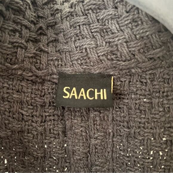 SAACHI Waffle Knit Topper Cape Scarf Cardigan Wrap in Dark Gray Cotton One Size - Picture 8 of 12